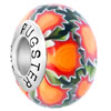 925 Sterling Silver Orange Red Flower Green Ball Murano Glass Beads Charms Bracelets Fit All Brands