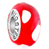 Red With White Irregular Shape Millefiori Sterling Silver Solid Core Murano Glass Beads Charms Bracelets