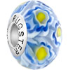 Beautiful Blue White And Yellow  Flower  925 Sterling Silver Murano  ... 