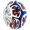 Blue Red Flowerlim 925 Sterling Silver Solid Core Millefiori Fits Murano Glass Beads Charms Bracelets Fit All Brands