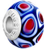 Red Heart With Blue Slim Millefiori 925  Sterling Silver Love Murano Glass...