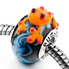 Yellow Cute Frog With Red Eye Slim Sterling Silver Solid Core Murano Glass Style Pandora Beads
