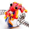 Red Frog Style Sterling Silver Solid Core Murano Glass Pandora Beads