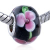  Black   Murano  White And Pink Layered Flower European Beads