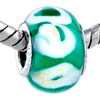 Green Murano White Swirl European Beads