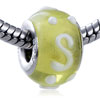 White Texture S And Dots Murano Glass European Beads