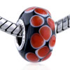Vivid Red And White Layered Dots European Beads