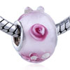 Pink Rose And Clear Dots European Beads