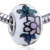 Pink Flower Ceramic European  Beads 