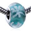 White Chrysanthemum Translucent Murano Glass European Beads