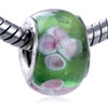 White And Pink Flower Murano Glass European Beads