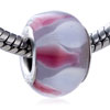 Pink And White Teardrop Murano Glass European Beads