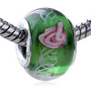  Pink   Rose  White Lace Murano Glass European Beads