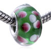 Red And White Layered Dots Murano Glass European Beads