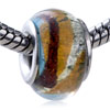 Brown Silver And Orange Stripe Murano Glass European Beads