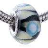 Beige Teardrop Blue Dot Murano Glass European Beads