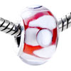 White Droplet And Convex Dots Murano Glass European Beads