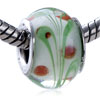 Green Ribbon Red Dots Murano Glass European Beads
