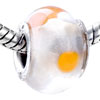 Orange And White Dot Murano Glass European Beads