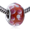 White And Peach Red Dots Murano Glass European Beads