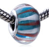 Blue Red And White Stripe Murano Glass European Beads