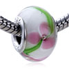 Pink Peach  Blossom  White Murano Glass European Beads