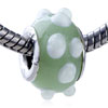 White Texture Dots Green Murano Glass European Beads