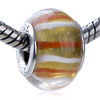  Gold  Foil Orange And  White  Stripe Murano Glass European  ... 