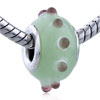Pale Green Maroon Dots Murano  Glass  European Beads