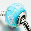 Green Seaweed Blush Flower Murano Glass European Beads
