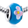 Pink Swirl Flower Murano Glass European Beads