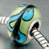 White Textured Dot Murano  Glass  European Beads