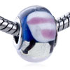 White Pink And Silver Stripe  Blue   Murano   Glass  European  ... 