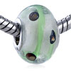 Green Ribbon Brown Dots White Murano Glass European Beads