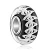 Black With Double White Waves On Ropes Murano Glass Beads Charms Bracelets
