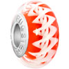 Orange Double White Waves On Ropes Fit All Brands Murano Glass Beads Charm...