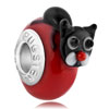 Light Red Ball Cute Black Cat Animal All Brand Murano Glass Beads Charms B...