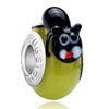 Peridot Green Ball Cute Black Cat Animal Murano Glass Beads Charms Bracelets