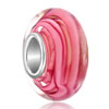 Pink Stripes Murano Glass European Beads