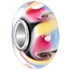 Peach Light Yellow And Blue Stripes White Ball Dot Euro Murano Glass Beads Charms Bracelets