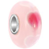 Translucent Pink With White And Heartstyle Fit All Brands Murano Glass Bea...