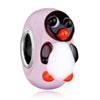 Black Penguin Pink Murano Glass Wheel Spacer Beads Charms Bracelets