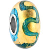 Blue And Gold Biagi Murano Glass Beads Charms Bracelets