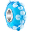 Aquamarine Against White Flower Murano Glass European Beads