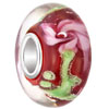 Red With Beautiful Pink Flower Murano Glass European Beads