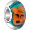 Dark Cyan With Orange Mouse Murano Glass Beads Charms Bracelets