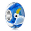 Blue With Lovely White Duck Murano Glass European Beads