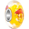 Yellow With Santa Claus And White Dots Luminous Murano Glass European Beads
