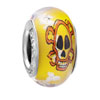Yellow With Orange Skull And White Dots Luminous Murano Glass Beads Charms...