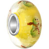 Green Yellow With Snowman Scarf And White Dots Luminous Murano Glass European Beads